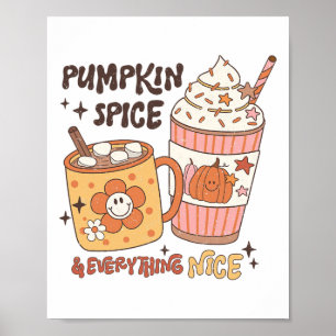 Póster Café de Otoño Especias de Calabaza Latte Helado Cá