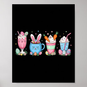 Póster Café de Pascua Coffee Bunny Cups Latte Iced Cream