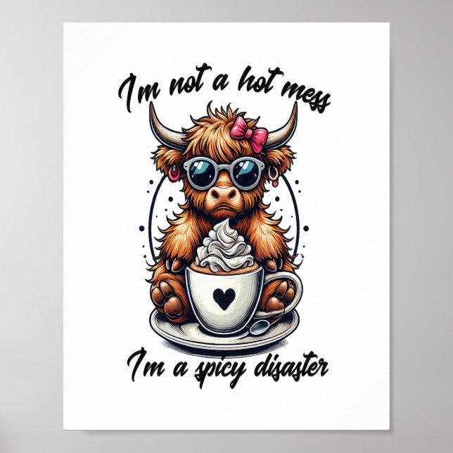 Póster Café de vaca Highland, vaca de café (Frente)