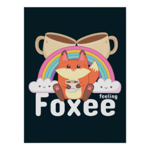 Póster Café de Zorro Kawaii Lindo