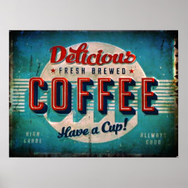 Póster Café Delicioso Fresco Café Antiguo Réplica