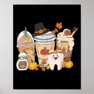 Póster Café Dientes Caída Dental Calabaza Latte Dentista