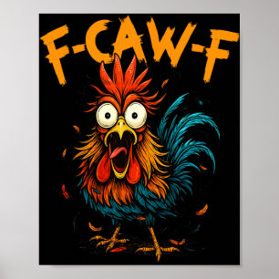 Póster Café divertido de pollo F-caw-f gallo oficina