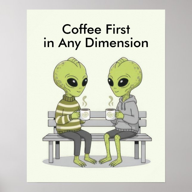 Póster Café Divertido y Alienígenas (Frente)