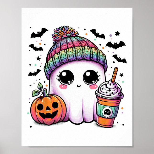 Póster Café dulce fantasma latte ghost boo Halloween (Frente)