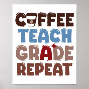 Póster Café. Enseñar. Calificar. Repetir