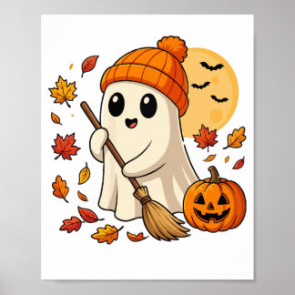 Póster Café Fantasma de Halloween Calabaza Mujeres Tempor