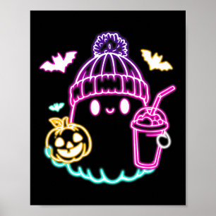 Póster Café fantasma lindo beber café espantoso Halloween