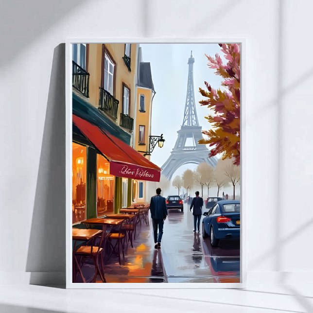 Póster Café Francés París Torre Eiffel Acuarela (Subido por el creador)