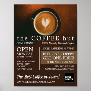 Póster Café fresco, Barista, Café, Publicidad de café