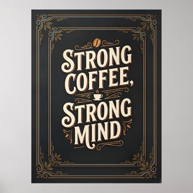 Póster café fuerte mente fuerte (Frente)