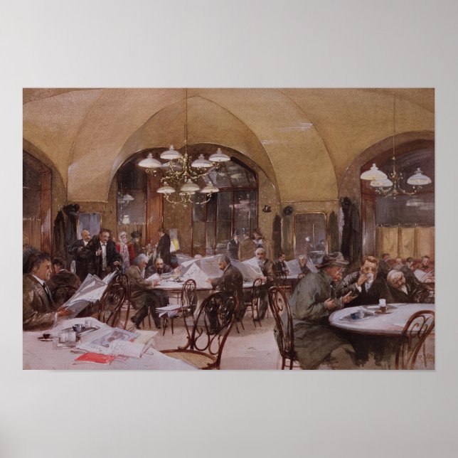 Póster Cafe Griensteidl, Viena, 1890 (Frente)
