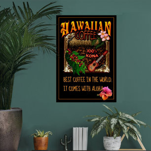 Póster Café hawaiano