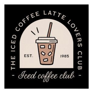 Póster Café helado lata amante negro
