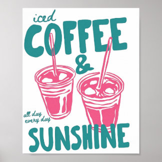 Póster Café Helado y Sol