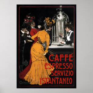 PÓSTER CAFÉ ITALIANO QUE SE SIRVE INSTANTÁNEAMENTE. 1900