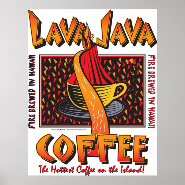 Póster Café Java Lava Hawai de Isla (Frente)