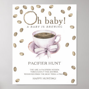 Póster CAFÉ - juego de baby shower caza de chupete