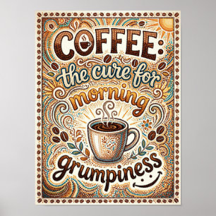 Póster café la cura para la gruñonería matutina