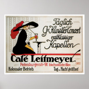 Póster Cafe Leitmeyer Vintage Cafe Drink Ad Art