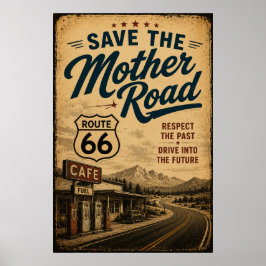 Póster Café Madre Ruta 66 Carretera Patrimonio