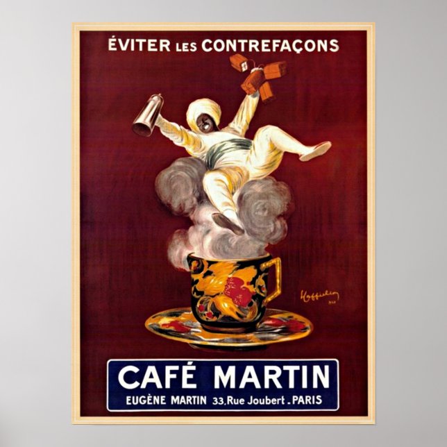 Póster Cafe Martin Vintage Paris Francia Publicidad (Frente)