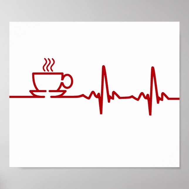 Póster Café matutino Heartbeat EKG (Frente)
