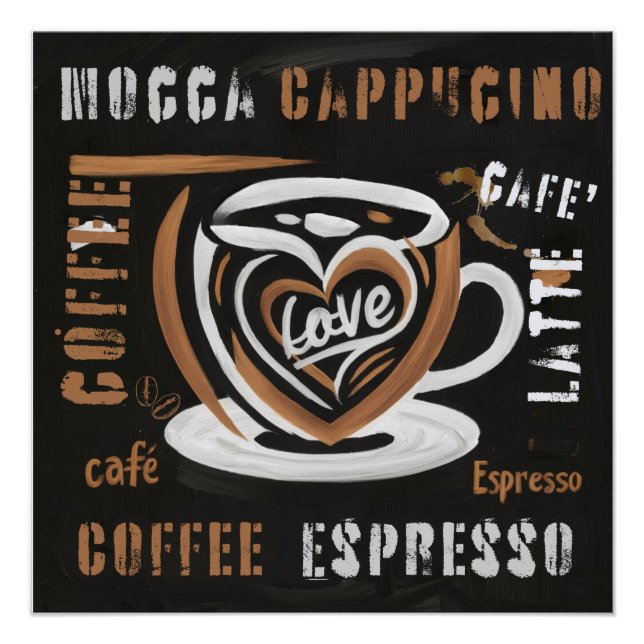 Póster Café Mocca Cappucino Esspreso Cafe'Latte (Anverso)