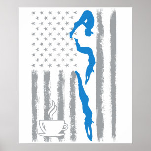 Póster café natando- Bandera estadounidense vintage para 