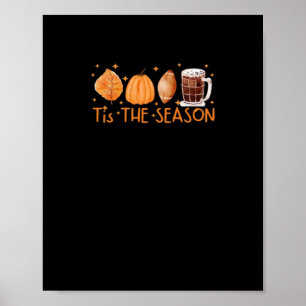 Póster Café otoñal lindo amante de la calabaza de Hallowe