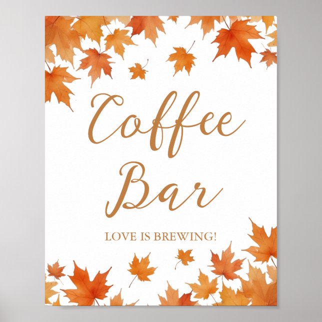 Póster Café para Desayuno de Boda de Otoño (Frente)
