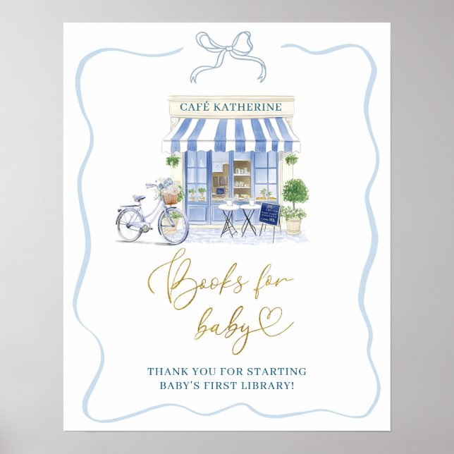 Póster Café parisino Coquette Libros para Poster bebé (Frente)