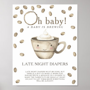 Póster Café personalizado acuarela, juego de pañales noct