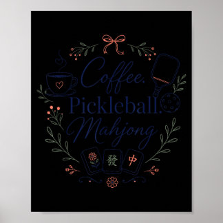 Póster Café Pickleball Juego de Mahjong Mahj