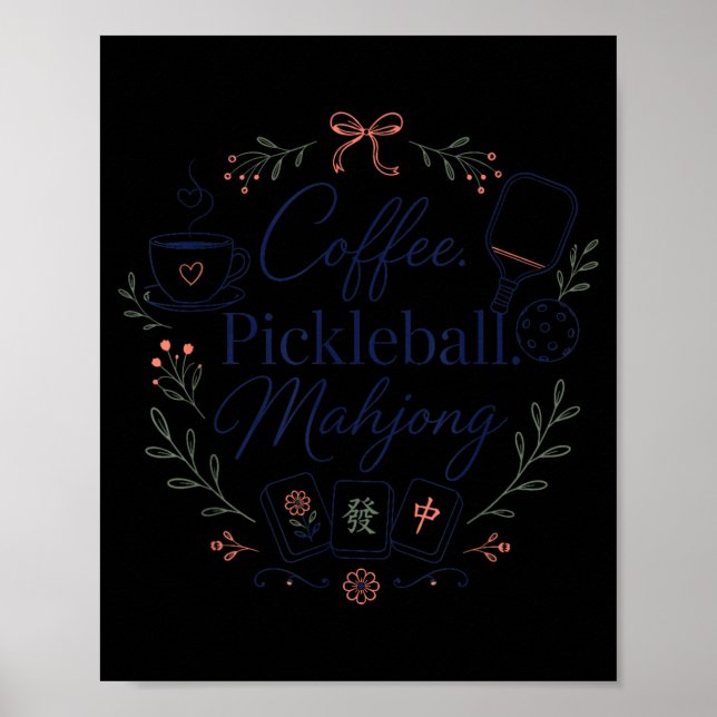 Póster Café Pickleball Juego de Mahjong Mahj (Frente)