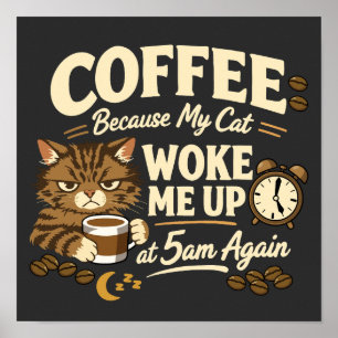 Póster Café Porque el Gato Me Despertó