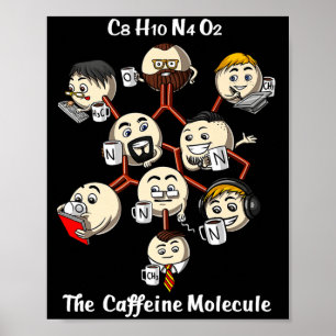 Póster Café Química Molécula Divertida Ciencia Geek