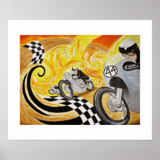Póster Cafe Racer - Pintura de la Carreras de motocicleta