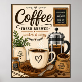 Póster Café recién hecho