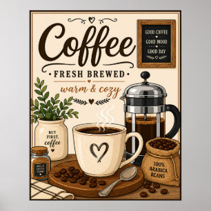 Póster Café recién hecho
