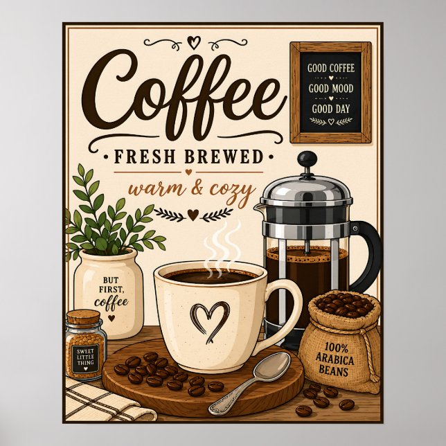 Póster Café recién hecho (Frente)