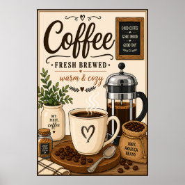 Póster Café recién hecho 16x24