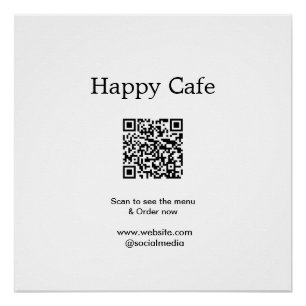 Póster Cafe restaurant scan para ver el menú pedir hotel