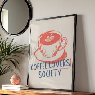 Póster Café Retro Amantes de la Cocina Cafe Cita Club Art