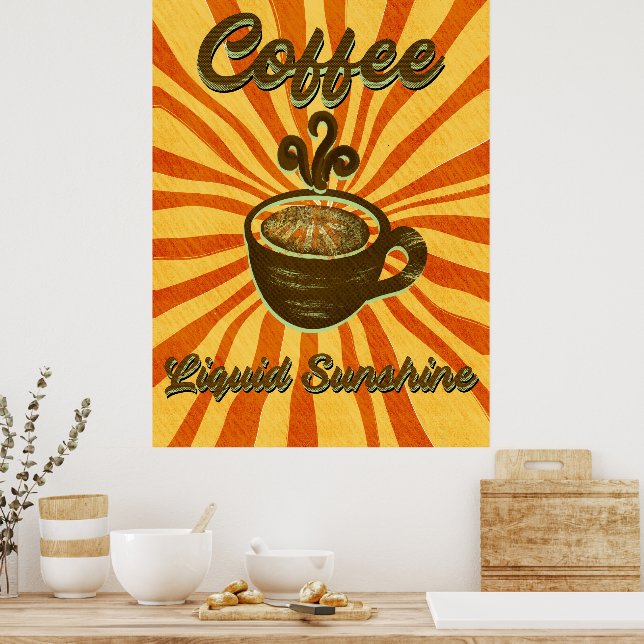 Póster Café Retro Café Líquido Sunshine-Vintage (Cocina)
