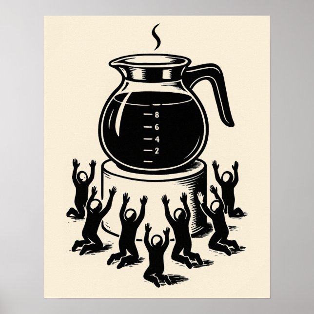 Póster Café Retro Divertido – Adorar Café (Frente)