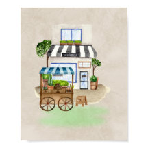 Café sencillo con carrito de pasteles - Cálido y e