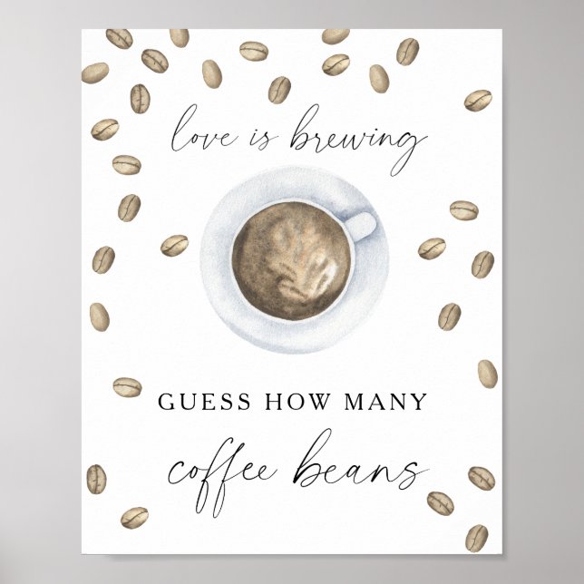 Póster Café taza ducha de novia Cuántos granos de café (Frente)