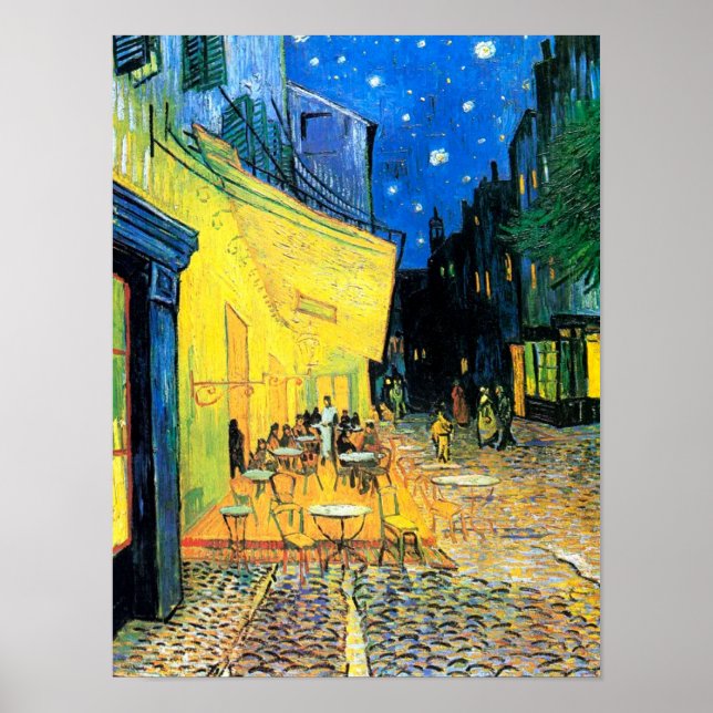 Póster Café Terrace at Night (1888) Vincent Van Gogh Art (Frente)