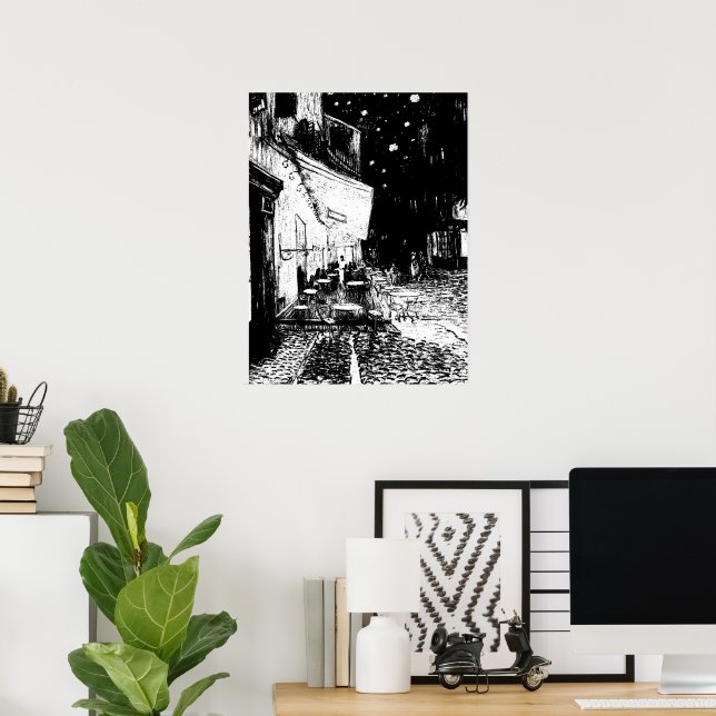 Póster Cafe Terrace de noche (Oficina en casa)